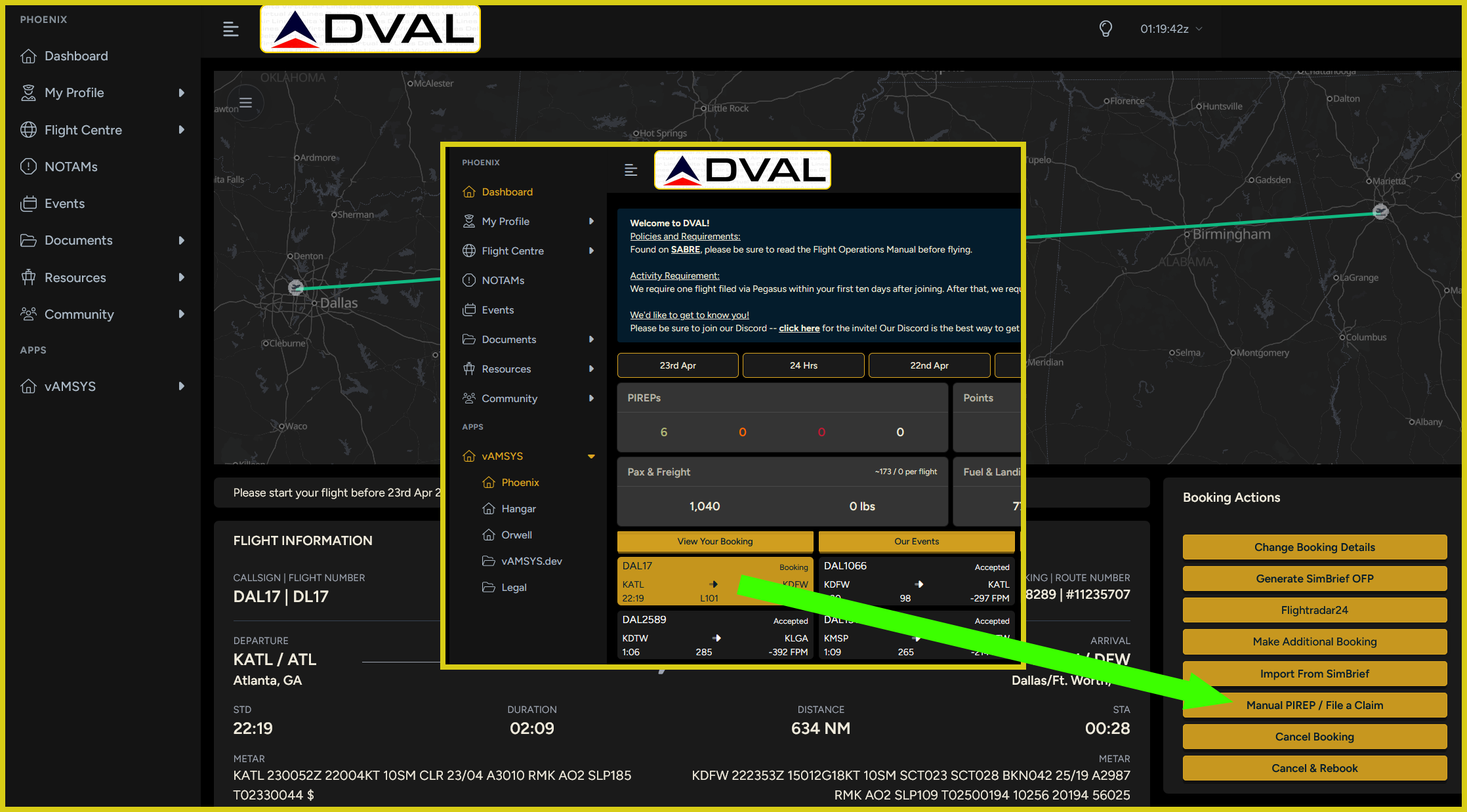 Locating Claims on a PIREP booking