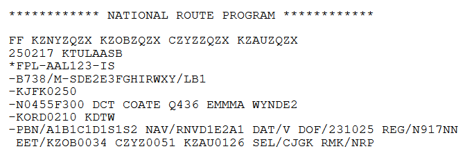 Screenshot of one section of an AAL OFP