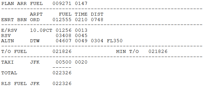 Screenshot of one section of an AAL OFP