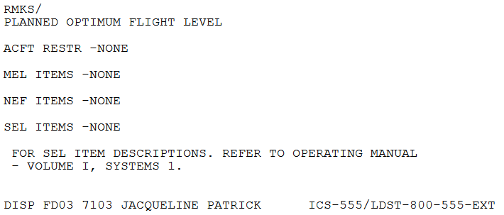 Screenshot of one section of an AAL OFP