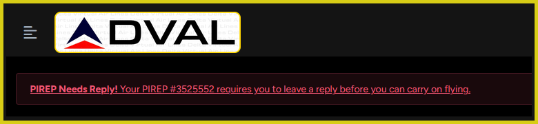 Pirep Status showing Reply Needed