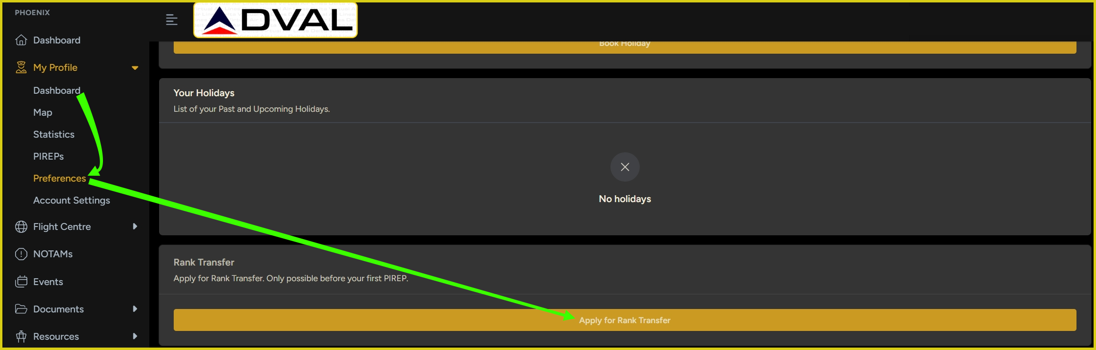 Screenshot showing the Apply for Rank Transfer form window